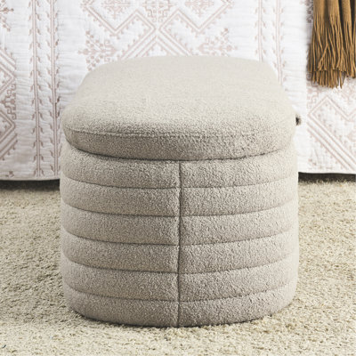 Banc de rangement rembourré en tissu avec repose-pieds de sécurité pour chambre à coucher Welike
