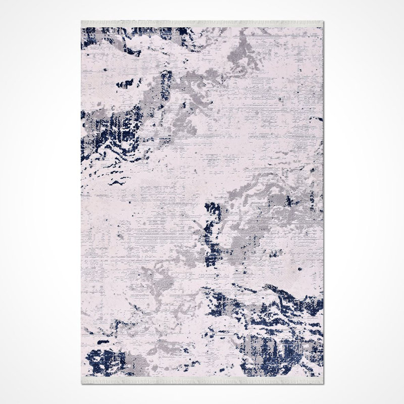 Tapis gris moderne lavable à la machine, Rectangle 2 pi 8 po x 5 pi