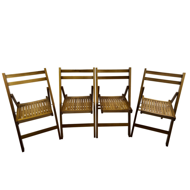 4 chaises pliantes en bois massif pour 4 endroits pratiques et élégants, Teck