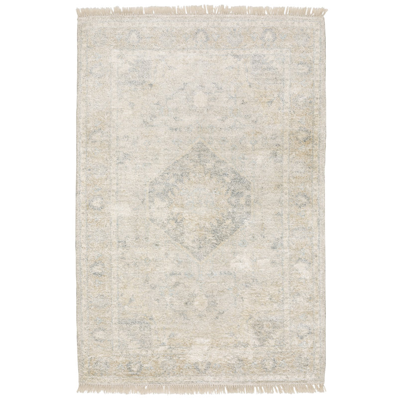 Tapis beige / gris noué à la main Hadden, Rectangle 10 pi x 13 pi