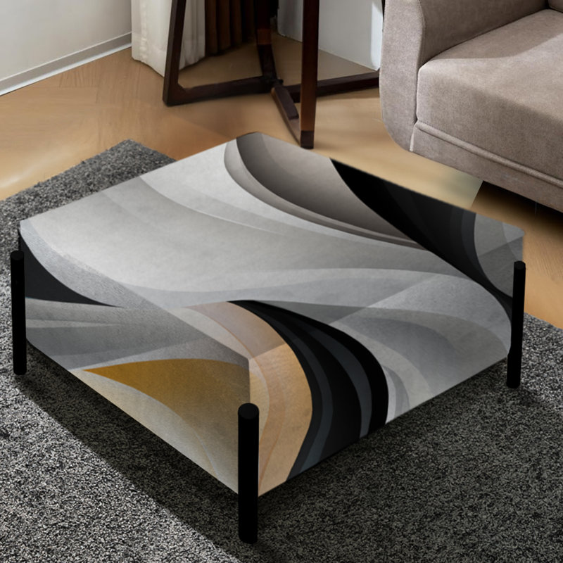 Monochrome Reflections III - Geometric Large Square Ottoman