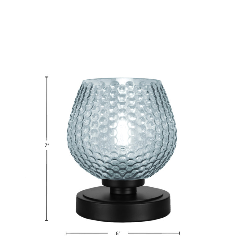 Lampe d'appoint avec verre Luna, Noir, Noir, Bleu sarcelle