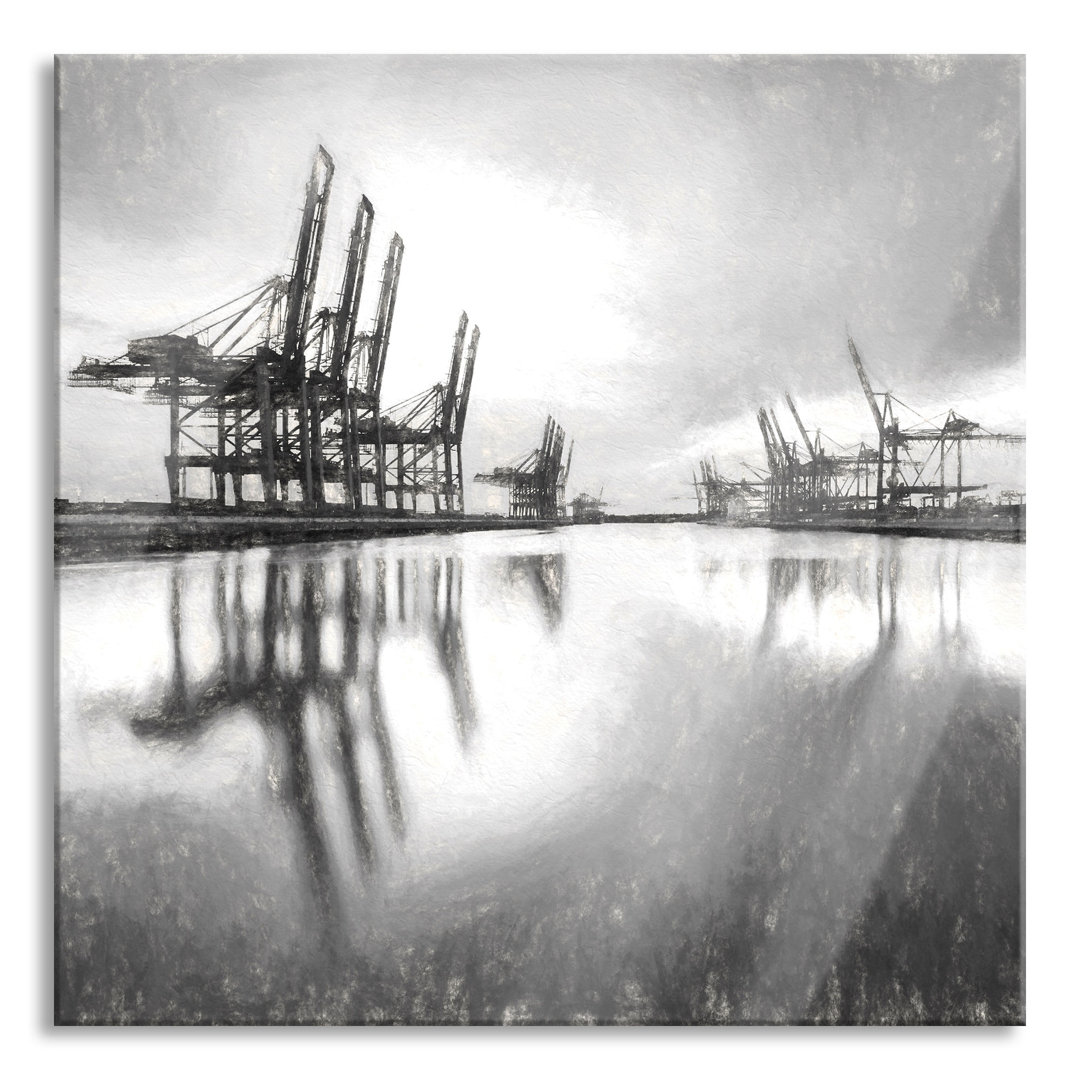 Glasbild "Hafen im Abendschein"