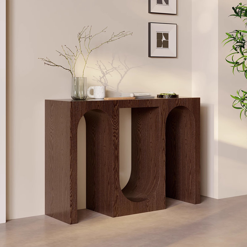 Brown Minimalist Ash Console Table, 33.46" H x 47.24" W x 15.75" D