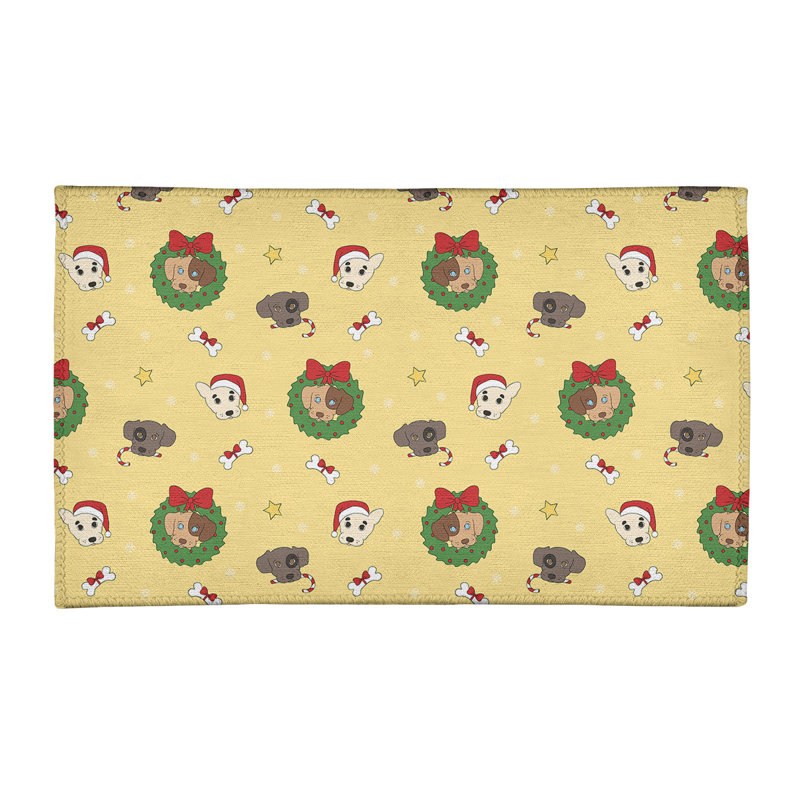 Tapis jaune/gris/vert fait main, Rectangle 3 pi x 5 pi