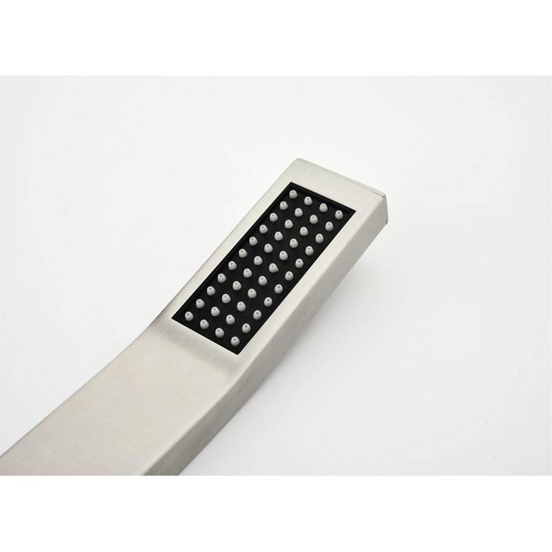 Système de douche polyvalent avec pomme de douche en niche, pomme de douche à main, valve, support, tuyau, nickel brossé: pour des douches relaxantes