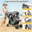 Double Stroller with Twin Seats, 5-Point Harness, Adjustable Canopies, Grey-125367285