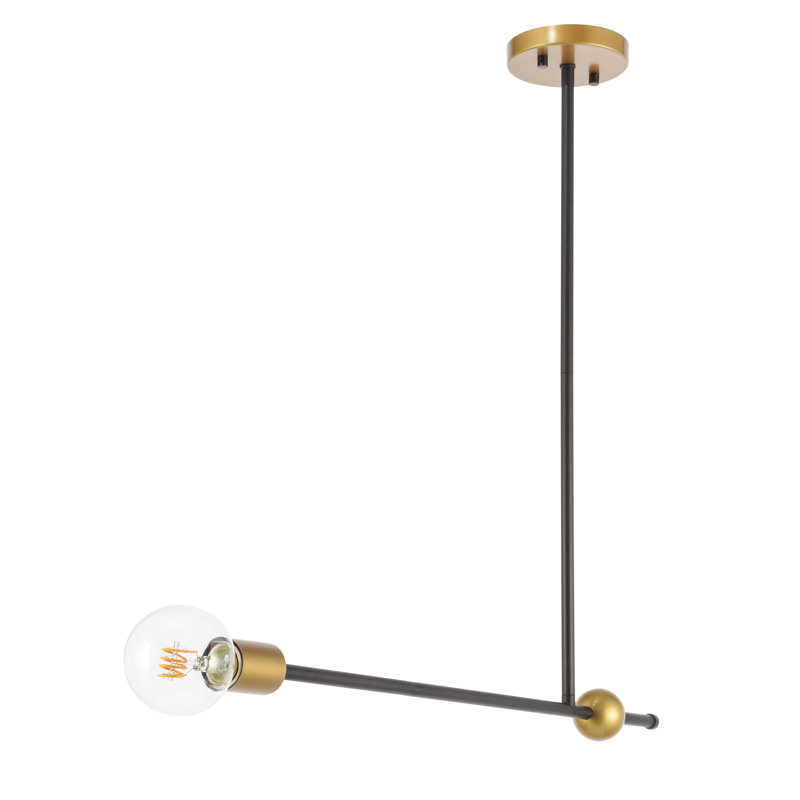 Luminaire suspendu à 1 lumière Fredricks, Noir / laiton