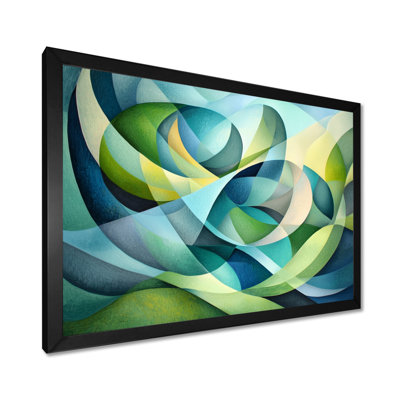 Organic Green And Blues Leaves Collage III - Abstract Cubism Wall Décor