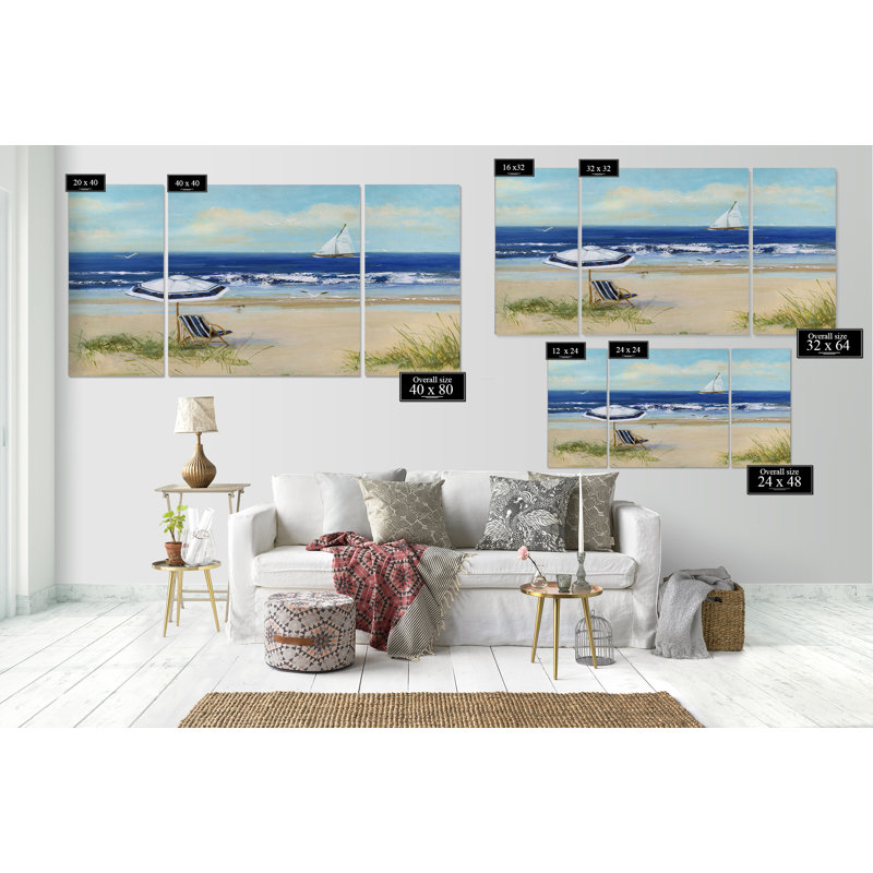 « beach life i », photo multi-pièce sur toile, H 40 po x l 80 po x P 1,5 po