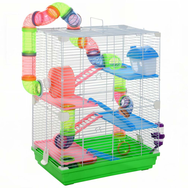 Cage à hamster à 5 niveaux avec tubes et tunnels PawHut