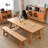  Burlywood Rectangular Solid Wood Dining Table-107856885