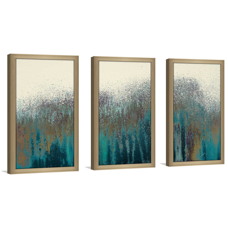 Teal Woods - Reproduction de peinture à l'acrylique à multiples images, L 52,5 po x H 33,5 po x P 1 po
