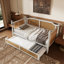 Lit de jour simple en rotin de style traditionnel avec lit gigogne simple pour un espace limité, chambre d'amis, aucun sommier nécessaire, blanc antique-1299662579-1299662576
