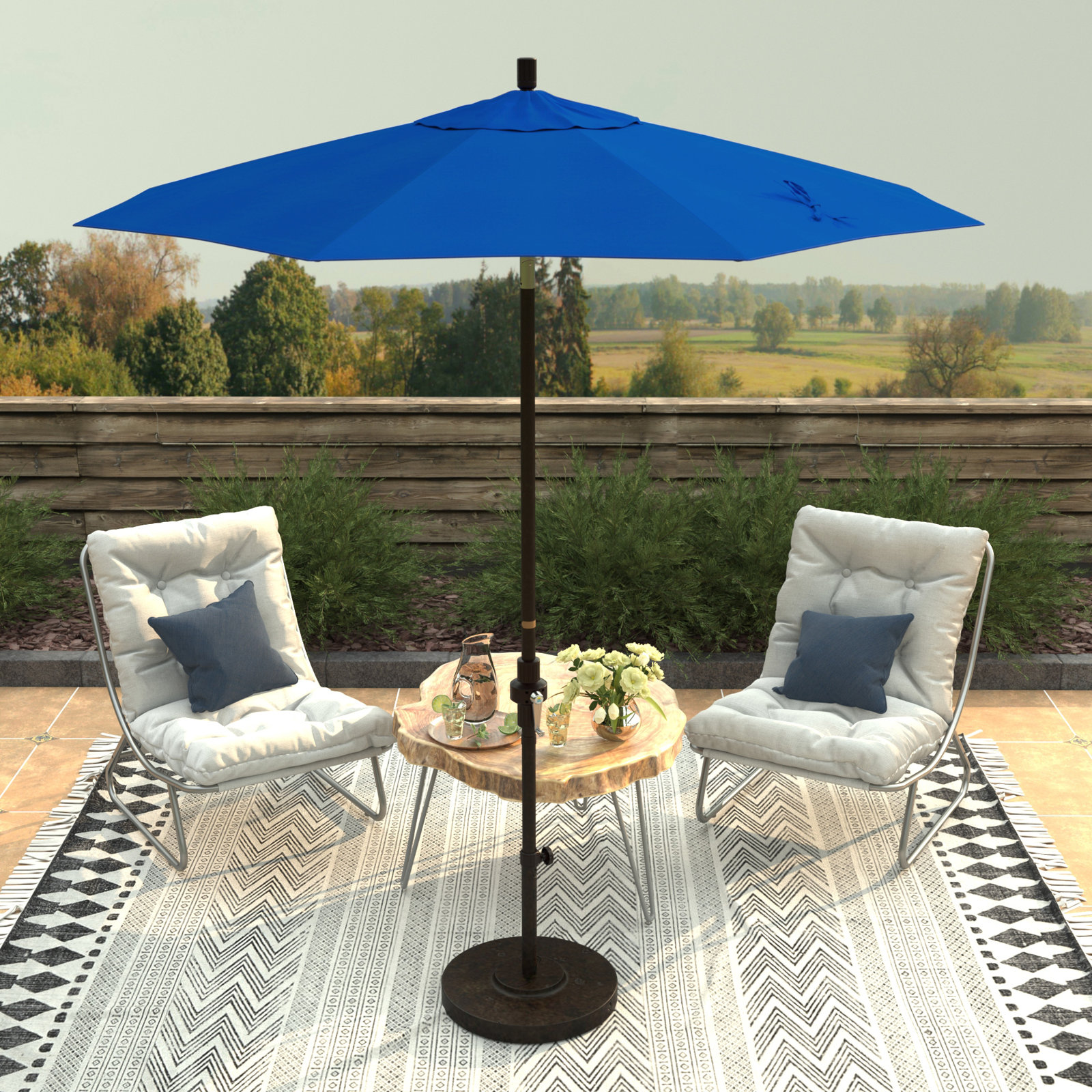 Che 90'' Outdoor Umbrella, Pacific Blue - Pacifica