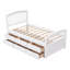 Lit plateforme simple blanc avec 6 tiroirs de rangement, cadre de lit pour enfant en bois massif avec tête et pied de lit-1587845793
