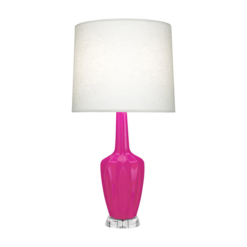 Petite lampe d'appoint Emma, Rose Razzle, H 30 po x l 6,25 po x P 15 po, Céramique / acrylique