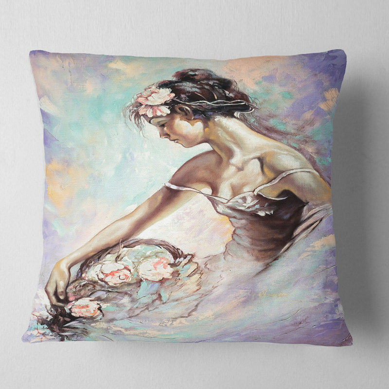Coussin floral avec bouquet de fleurs, 16 po x 1 po, Carré