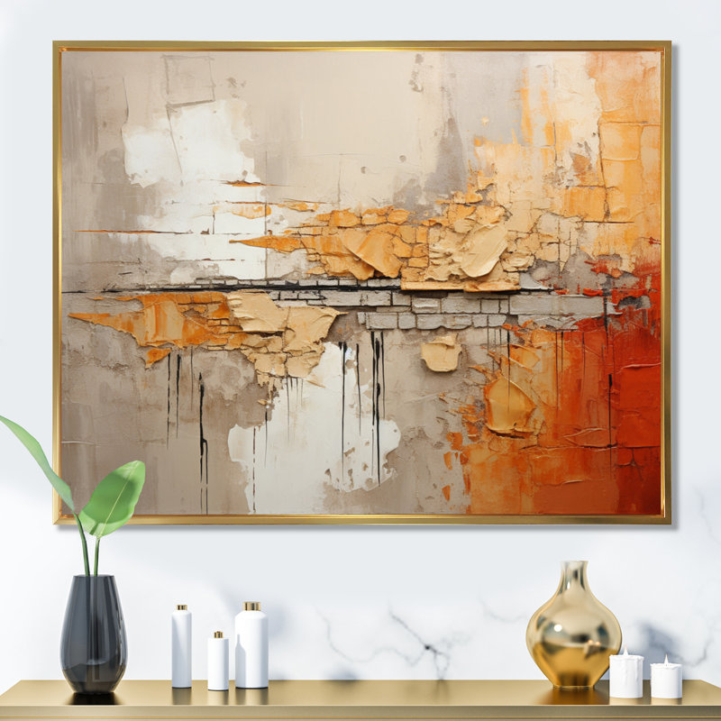 Gauvain Orange Impressions I, H 30 po x l 40 po x P 1,5 po, Cadre flottant doré