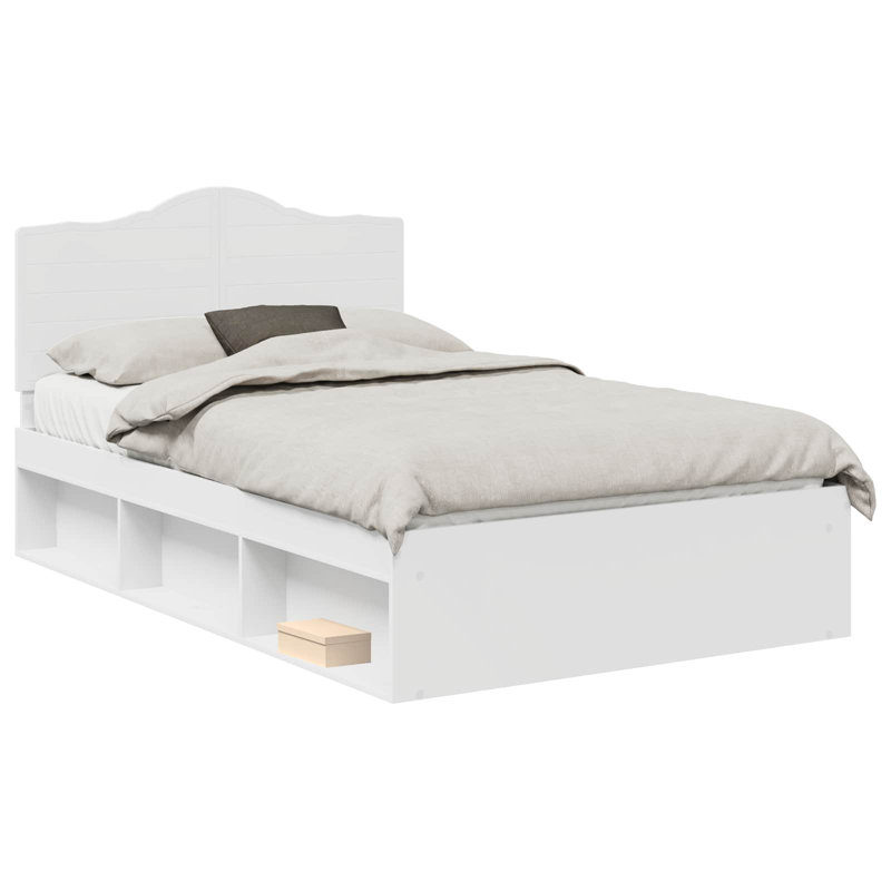 Solid Wood Bed, Small Double (4'), White
