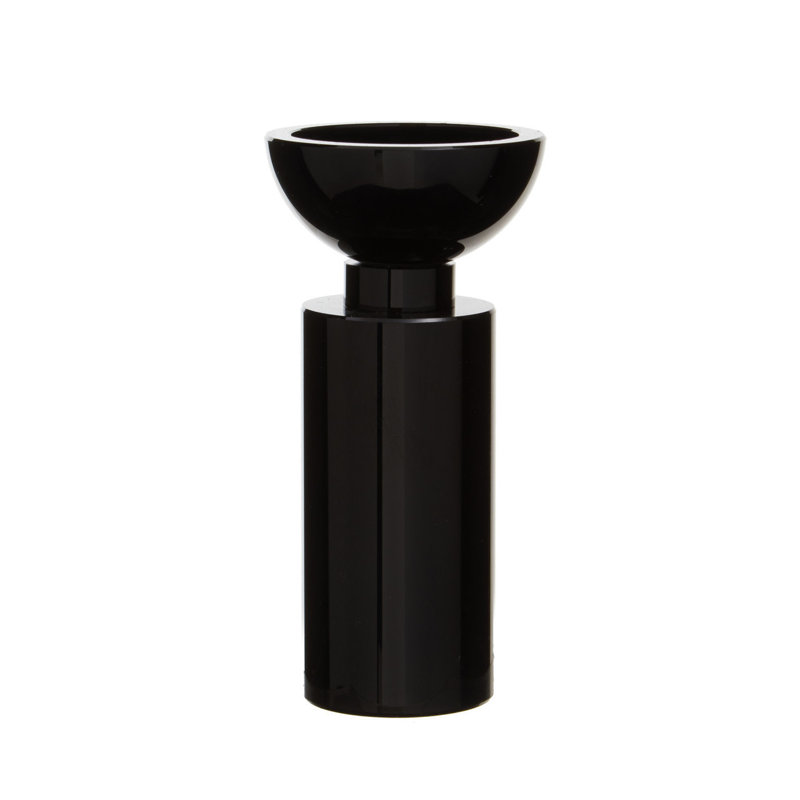 Glass Tabletop Tealight Holder, Black, 21cm H x 10cm W x 10cm D