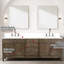 84 po Meuble-lavabo double large en chêne gris avec plateau en quartz blanc, robinet et 36 miroirs, scellés polis