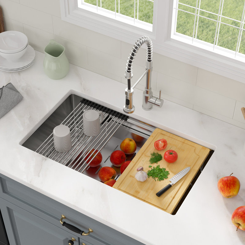 33" L x 19" W Undermount Kitchen Sink Workstation Kitchen Sink 16 Gauge Stainless Steel Sink