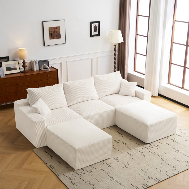 Canapé modulaire en L 110, 3 places à compression complète avec méridienne, aucun assemblage requis pour le salon, canapé modulaire à assise profonde et douce