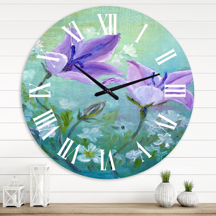 East Urban Home Bellflowers Blooming - Traditional wall clock | Wayfair