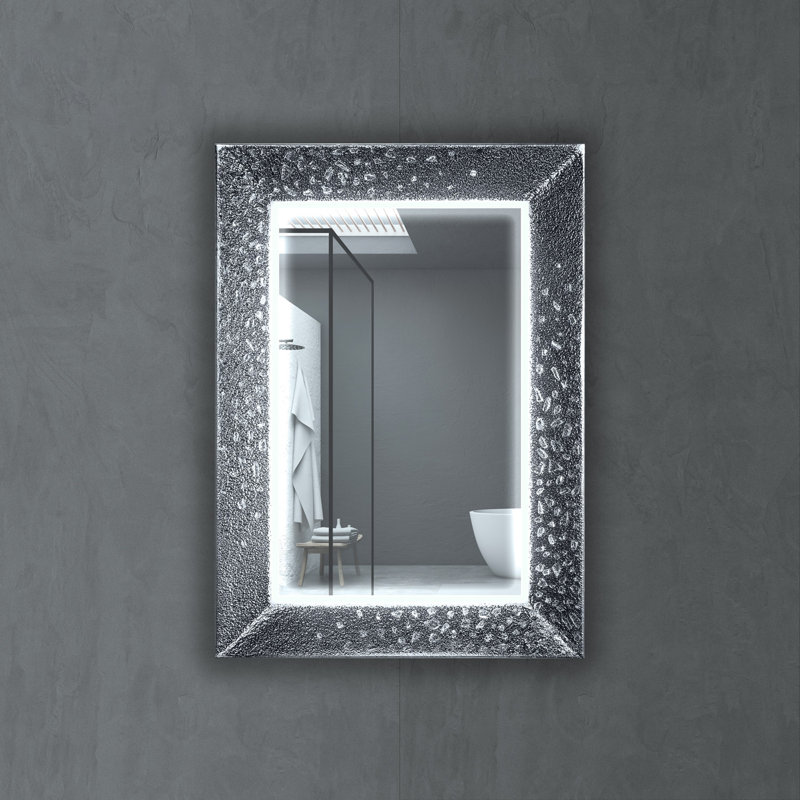 Miroir de salle de bain Glam, 38,6 po x 27,6 po, Argent
