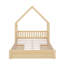 Wood Queen Size House Platform Bed With Guardrail And 2 Drawers-114355559