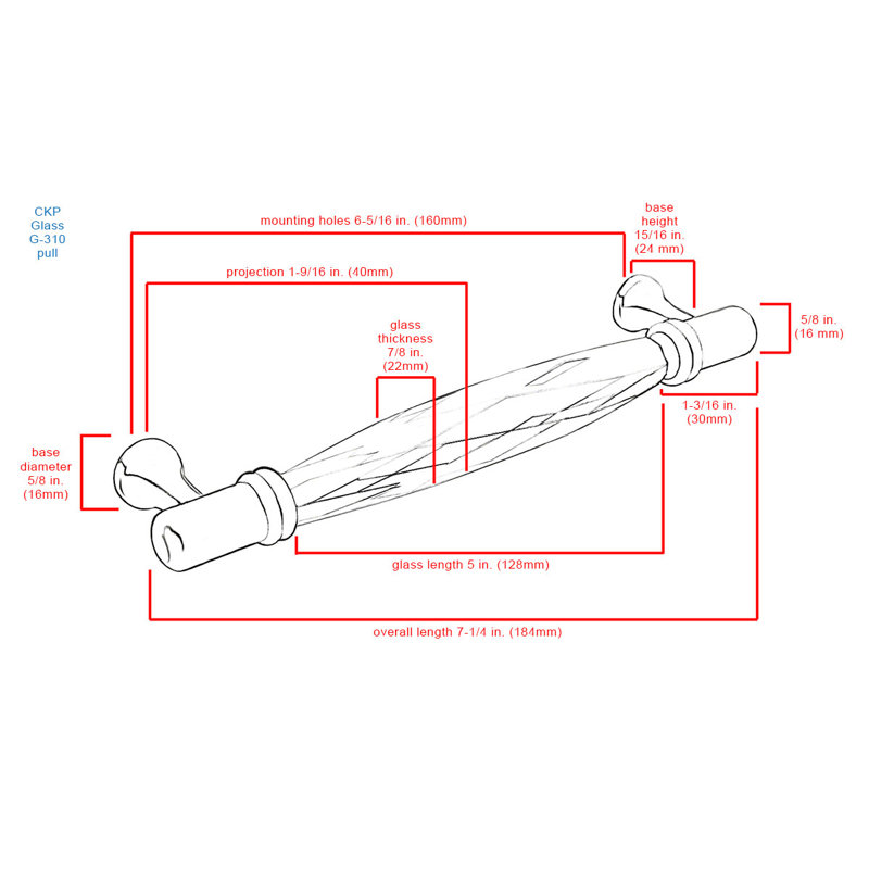 Ckp Brand #G-310 (6-5/16 In. C-C) Brilliance Crystal Collection Pull, Oil-Rubbed Bronze Base