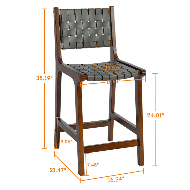 Dolorous Counter Stool with Solid Wood Frame, Gray/Brown, 1