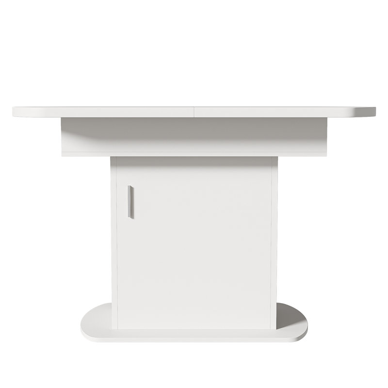 Benten Extendable Oval Dining Table, White/Silver