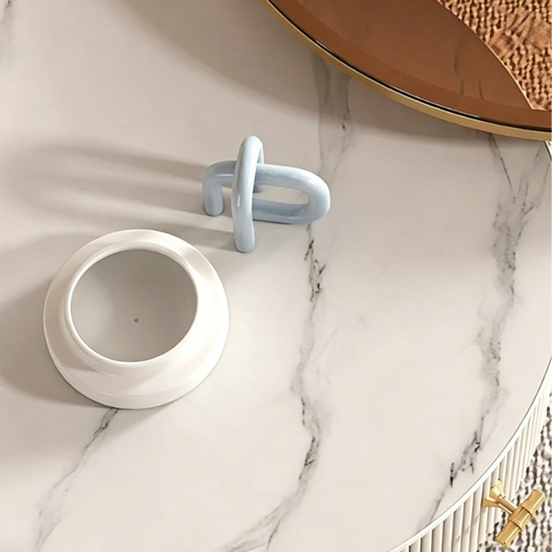 End Table, White Sintered Stone
