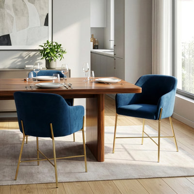 Vergas Velvet Upholstered Arm Chair in Blue