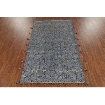 Blue & Gray Moroccan Abstract Area Rug 5x8