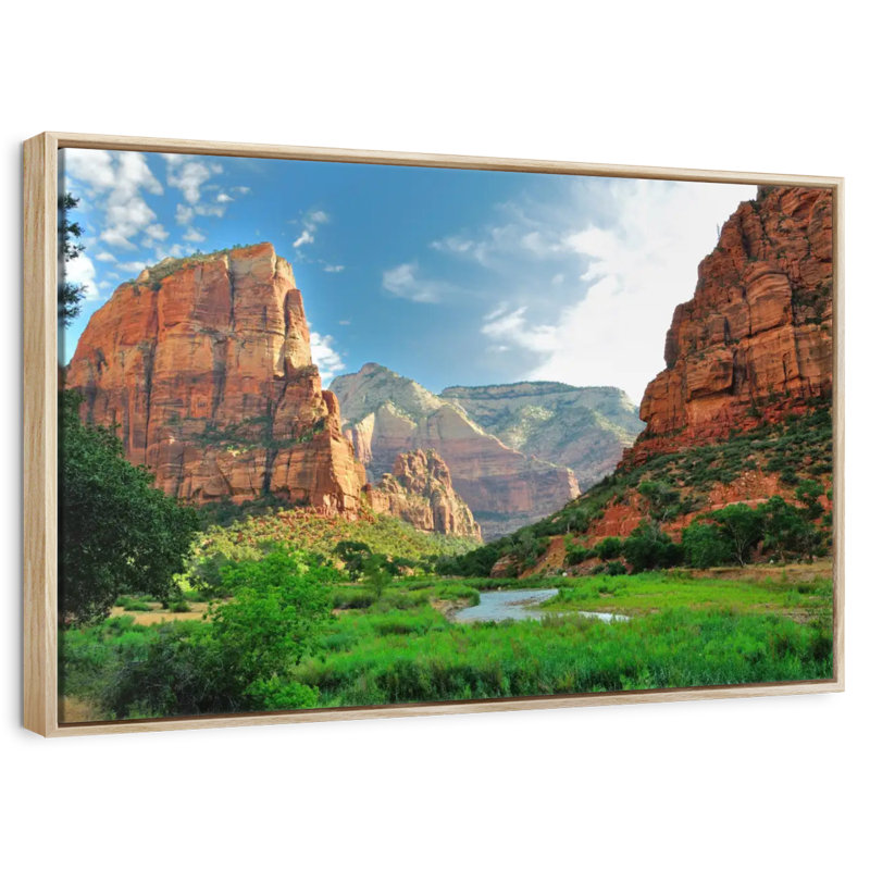 Canyons du parc national de Zion, Cadre flottant en bois naturel, 40 po x 27 po