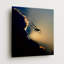 Biplane Silhouette at Sunset — Square Metal Wall Art-322324799