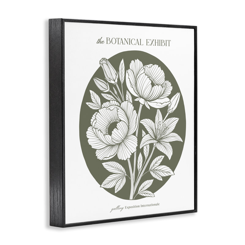 «Botanical Exhibit Blossoms», estampe numérique encadrée, design par lettré et doublé, Giclée encadrée noir minuit