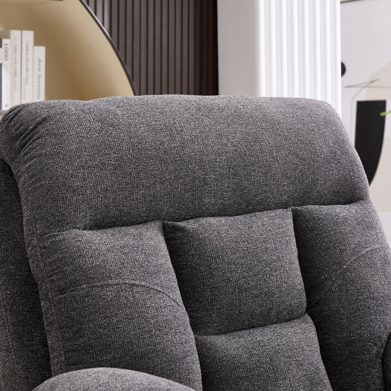 Fauteuil inclinable en polyester surdimensionné de 39,76 po de large avec système chauffant de massage et deux porte-gobelets cachés et port USB et poche latérale