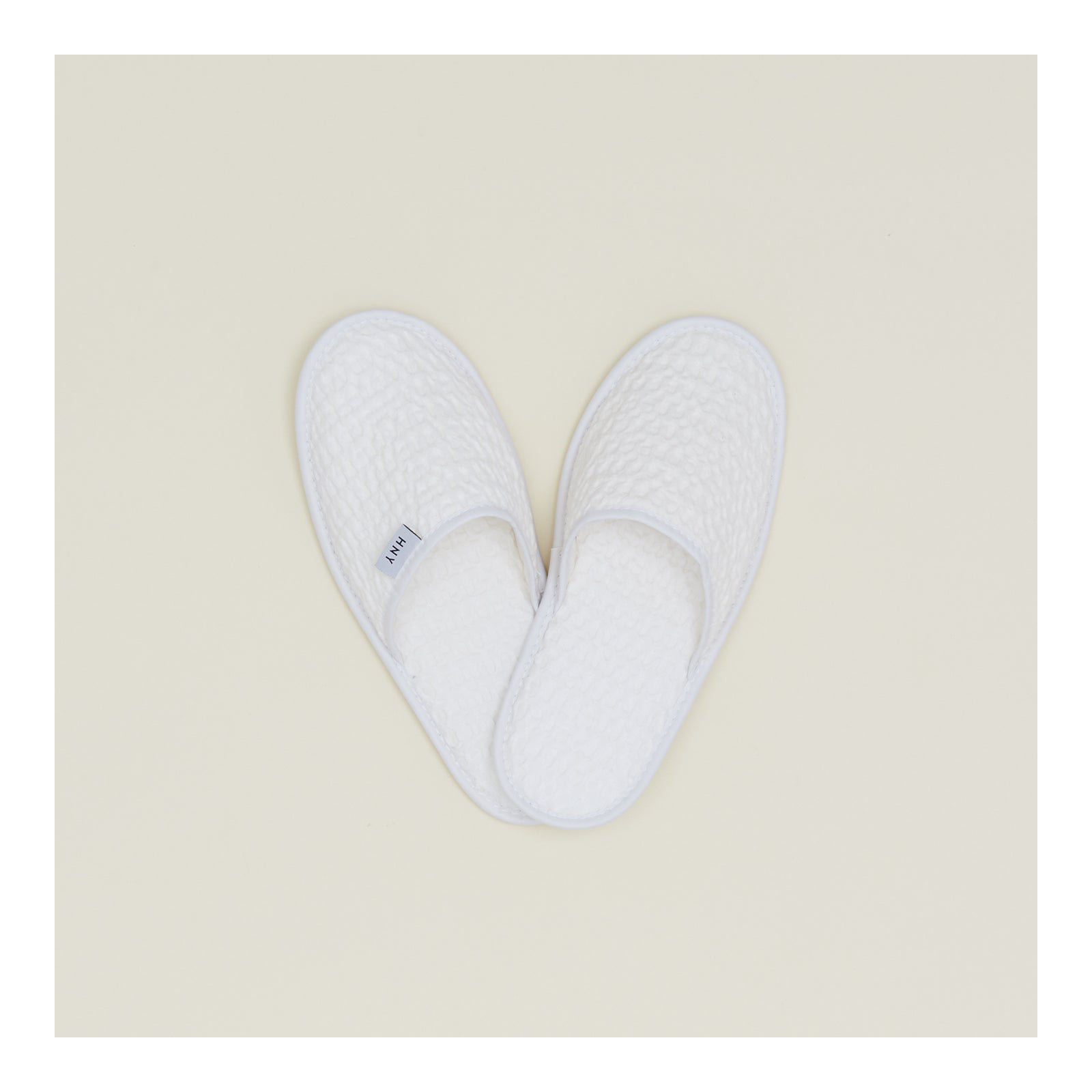 Simple Cotton Waffle Slippers, Small, White