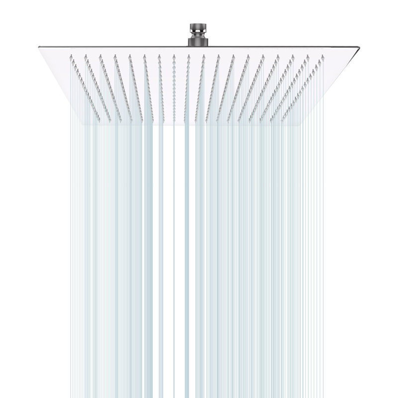 Pomme de douche chromée 16 pouces, pomme de douche carrée mince en acier inoxydable 304, Chrome chrome