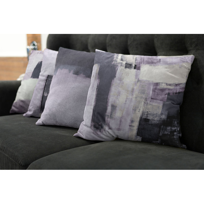 Reversible Pillow Cover, 16" H x 16" W, Dimgray Pale Mauve / Ivory