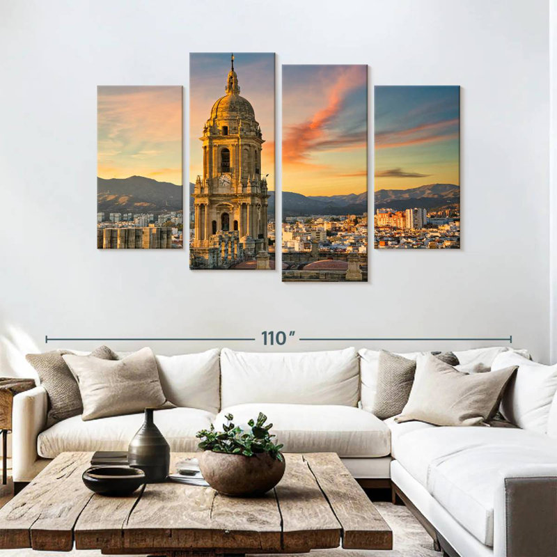 Cathédrale de malaga et paysage urbain, H 54 po x l 84 po