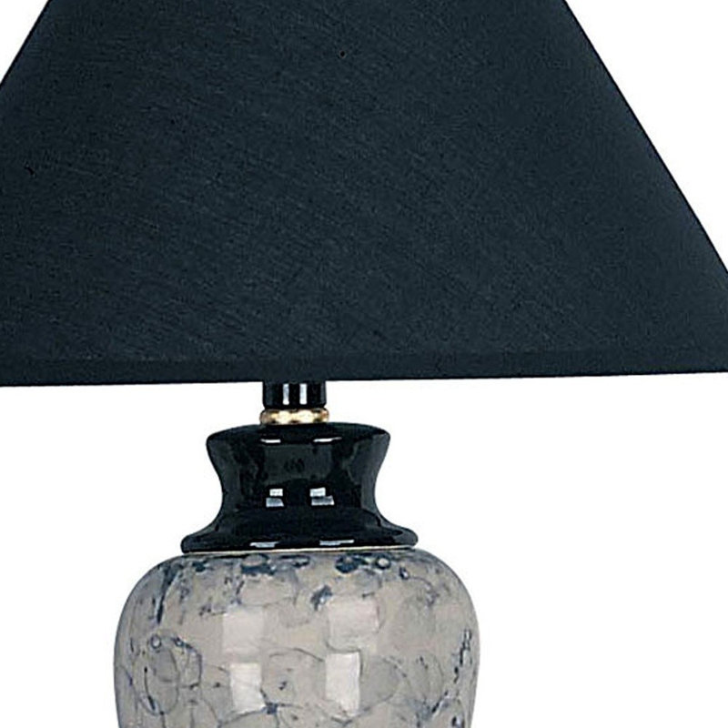 Lampe de table en céramique marbrée, Noir, Noir