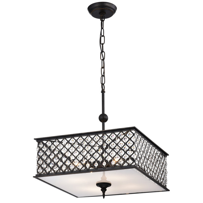 Lustre rectangulaire / carré unique à 4 lumières Savoie