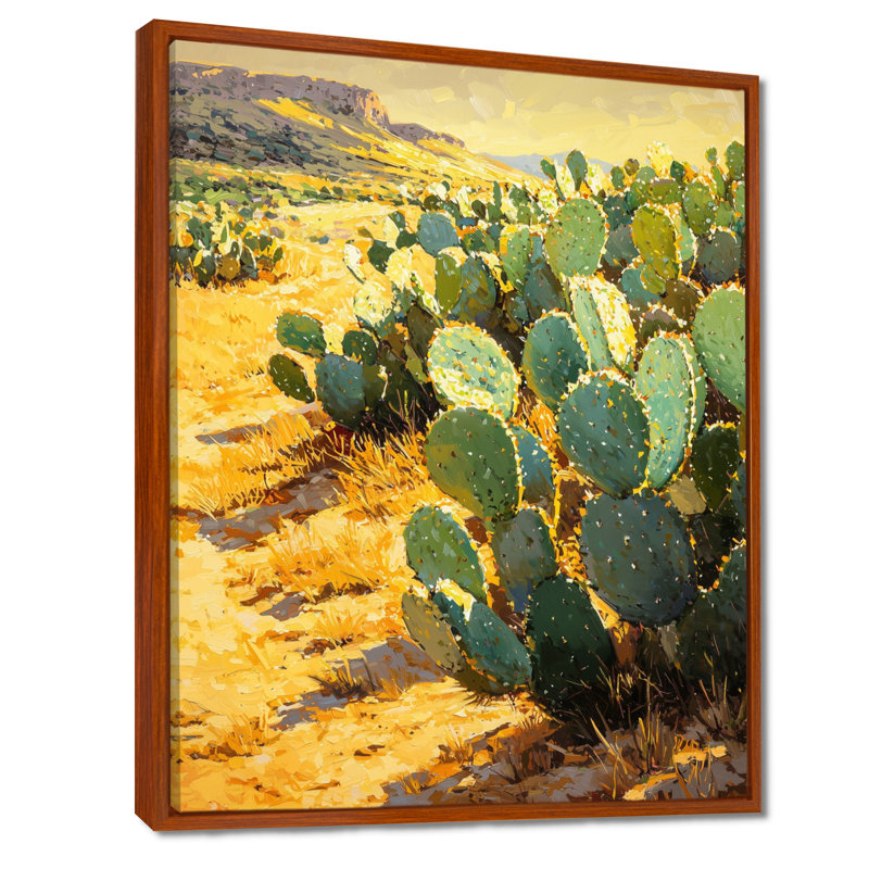 Cactus Maradith dans la lumière de l'après-midi - Cactus, art mural, H 32 po x l 24 po, Reproduction avec cadre flottant