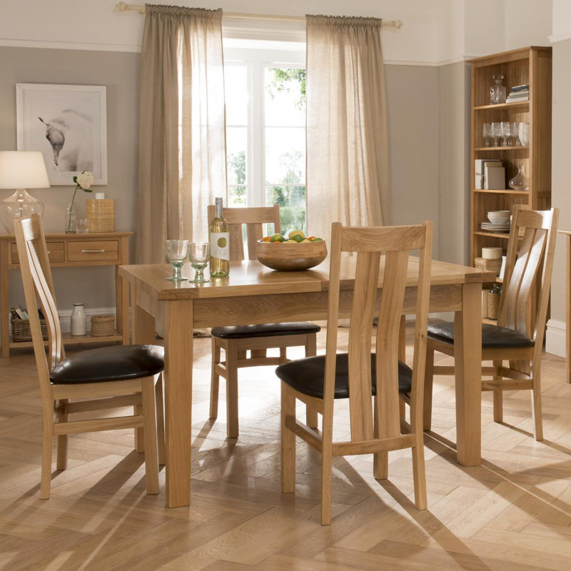 Marley 48cm H Genuine Leather Upholstered Slat Back Dining Chair