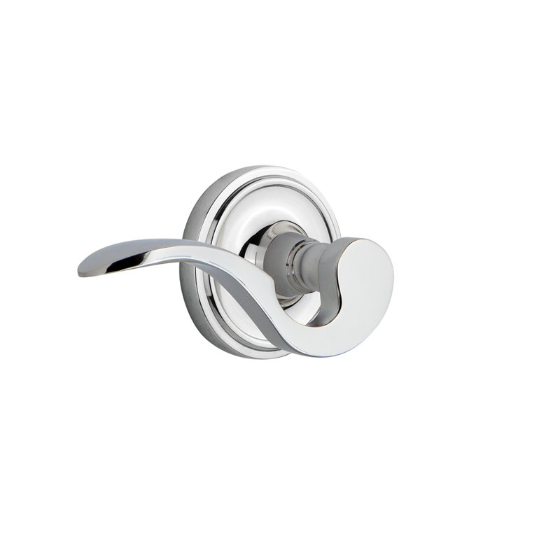 Classic Rosette Passage (Hall & Closet) with Swan Lever, 2.75", Right, Bright Chrome
